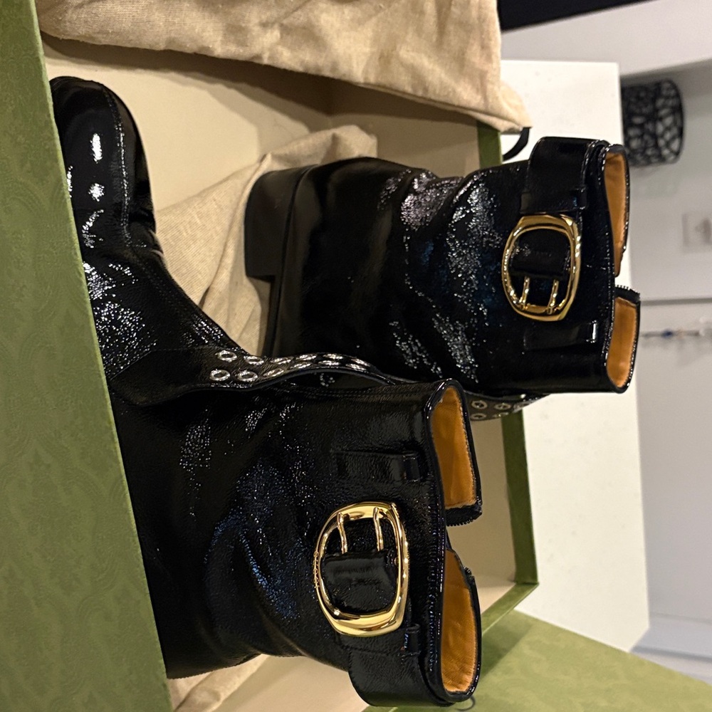 Gucci Mens Patent Leather Boots - Picture 2 of 11